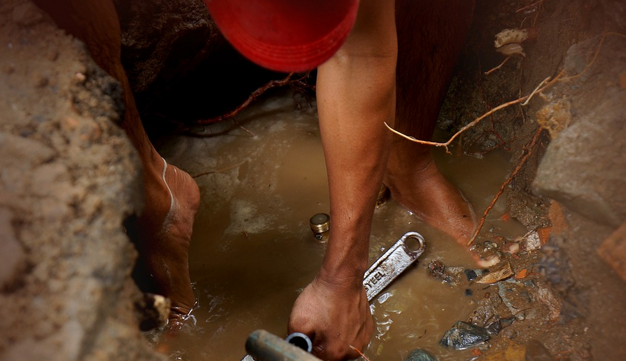 a plumber on site